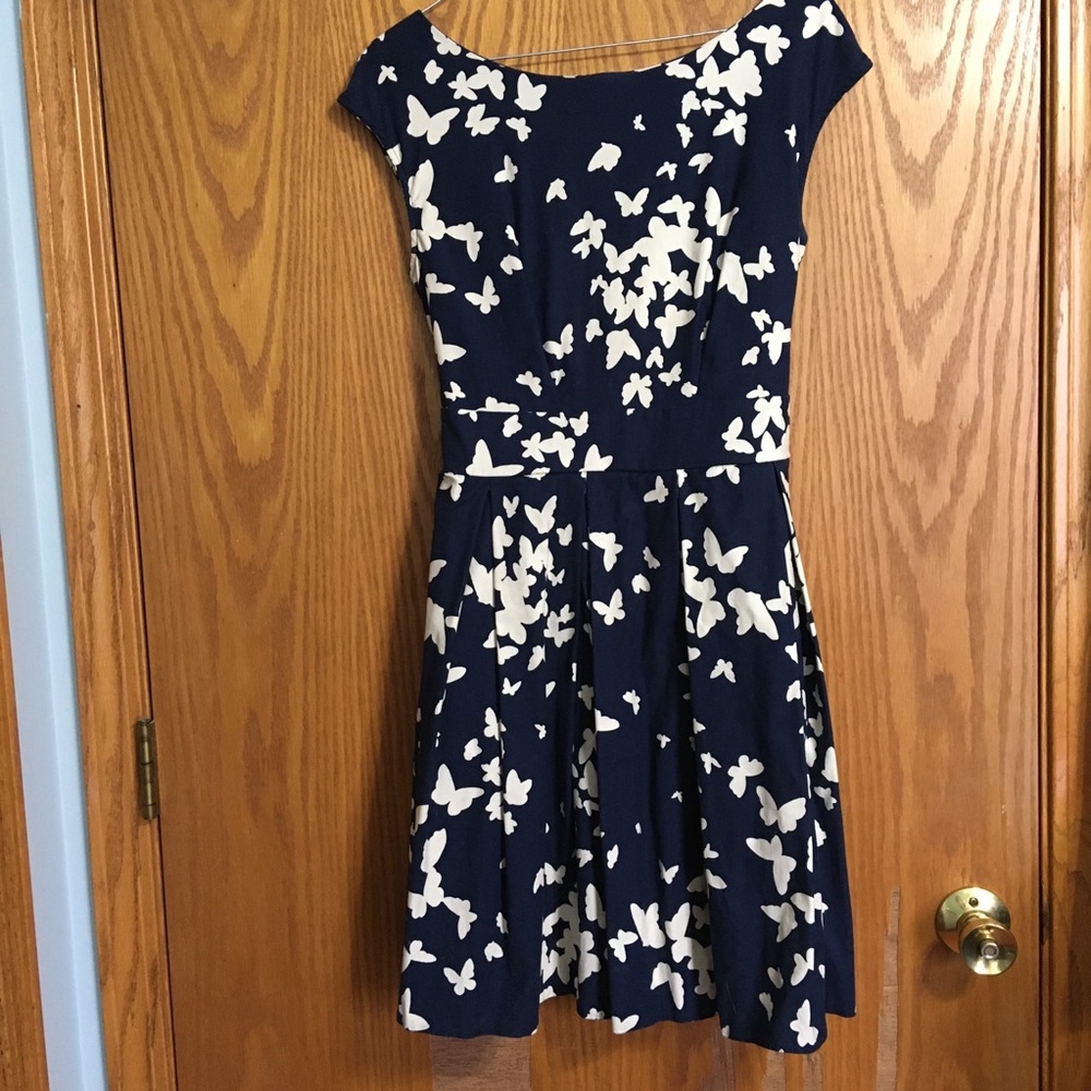 ModCloth Navy Butterfly Print Dress